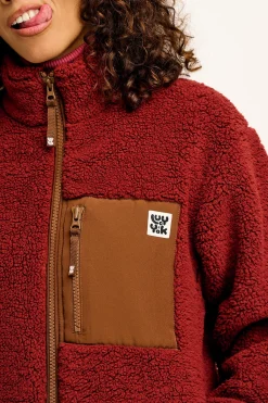 Clearance Harper - Borg Fleece Jacket in Jasper Red All Outerwear & Knitwear|Fleeces