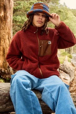 Clearance Harper - Borg Fleece Jacket in Jasper Red All Outerwear & Knitwear|Fleeces