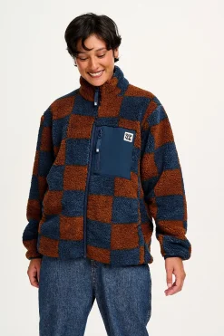 Sale Harper - Fleece Jacket in Brown & Blue Chester Check Print All Outerwear & Knitwear|Jackets