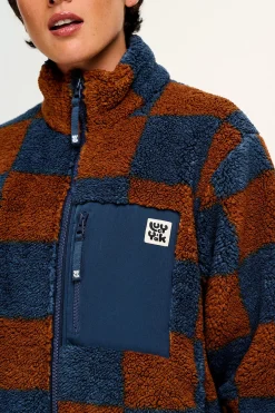 Sale Harper - Fleece Jacket in Brown & Blue Chester Check Print All Outerwear & Knitwear|Jackets