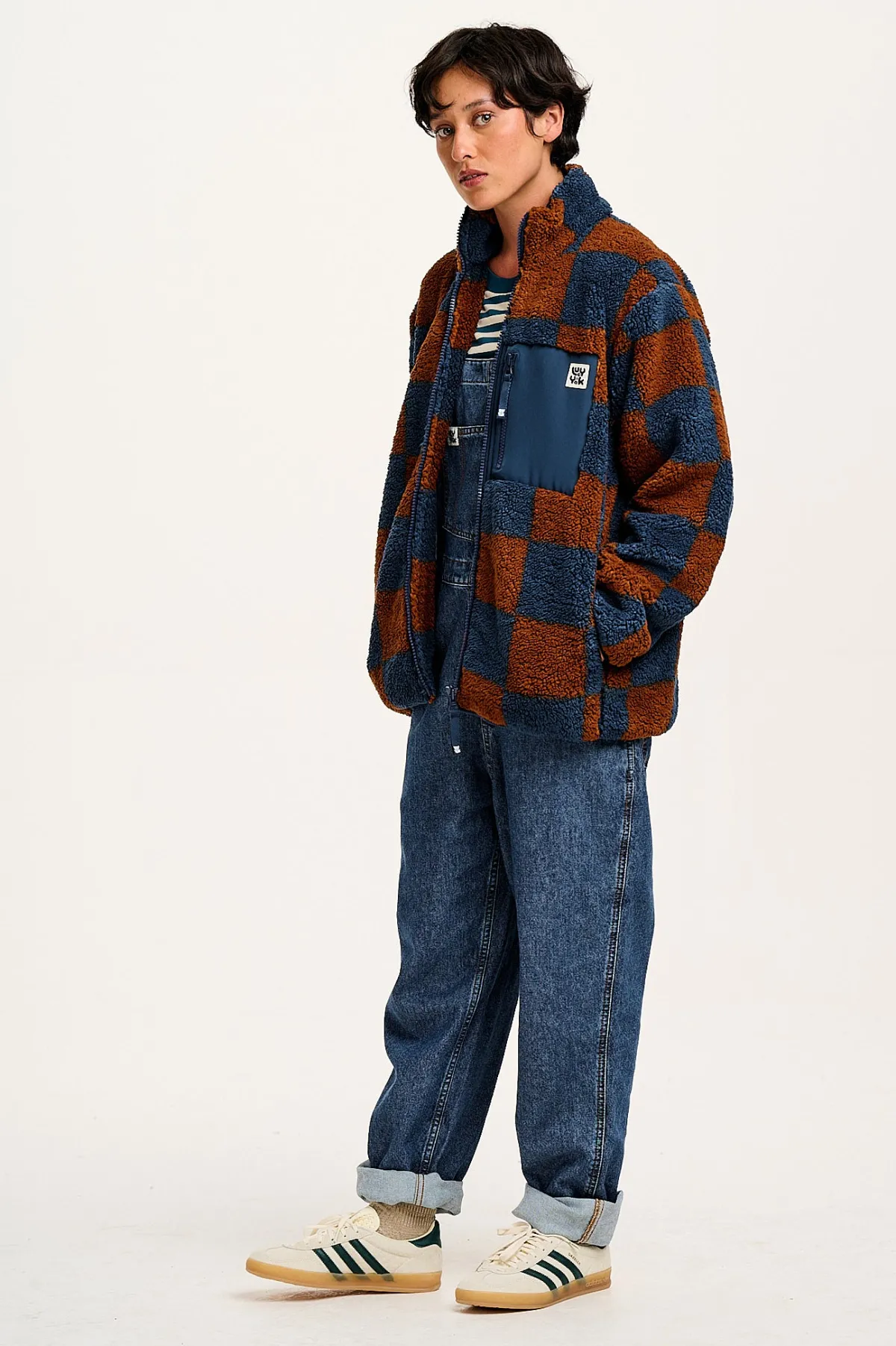 Sale Harper - Fleece Jacket in Brown & Blue Chester Check Print All Outerwear & Knitwear|Jackets