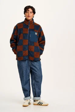 Sale Harper - Fleece Jacket in Brown & Blue Chester Check Print All Outerwear & Knitwear|Jackets