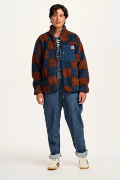 Sale Harper - Fleece Jacket in Brown & Blue Chester Check Print All Outerwear & Knitwear|Jackets