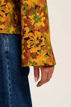 Discount Hermione - Fluted Cotton Top in Cass Floral All Tops & Tees|Long Sleeve Tops