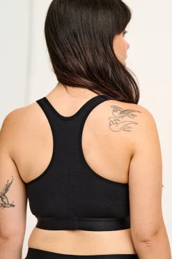 Fashion Iona - Racer Back Cotton & Bamboo Crop Top in Black All Tops & Tees|All Underwear