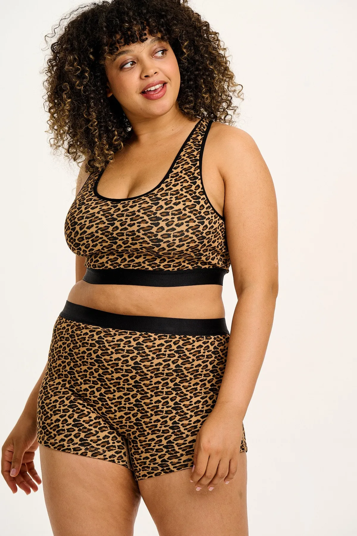 Discount Iona - Racer Back Cotton & Bamboo Crop Top in Leopard Print All Tops & Tees|All Underwear