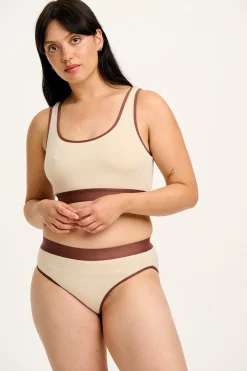 Outlet Iona - Racer Back Cotton & Bamboo Crop Top in Ecru All Tops & Tees|All Underwear