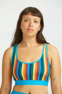Fashion Iona - Racer Back Cotton & Bamboo Crop Top in Rainbow Stripe All Tops & Tees|Vests & Sleeveless Tops