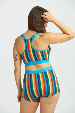 Fashion Iona - Racer Back Cotton & Bamboo Crop Top in Rainbow Stripe All Tops & Tees|Vests & Sleeveless Tops
