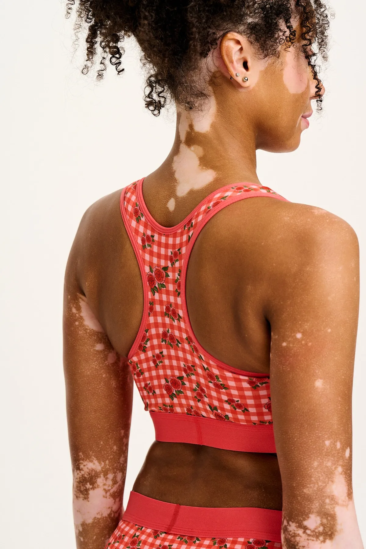 Discount Iona - Racer Back Cotton & Bamboo Crop Top in Pink Check Rosalind Print All Tops & Tees|All Underwear