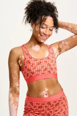 Discount Iona - Racer Back Cotton & Bamboo Crop Top in Pink Check Rosalind Print All Tops & Tees|All Underwear