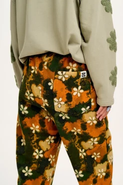Best Jamie - Polar Fleece Joggers in Green Daisy Lu Print All Bottoms|Joggers