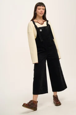 Fashion Jenny - Wide Leg Corduroy Dungarees in Black All Dungarees|Jenny - Wide Leg