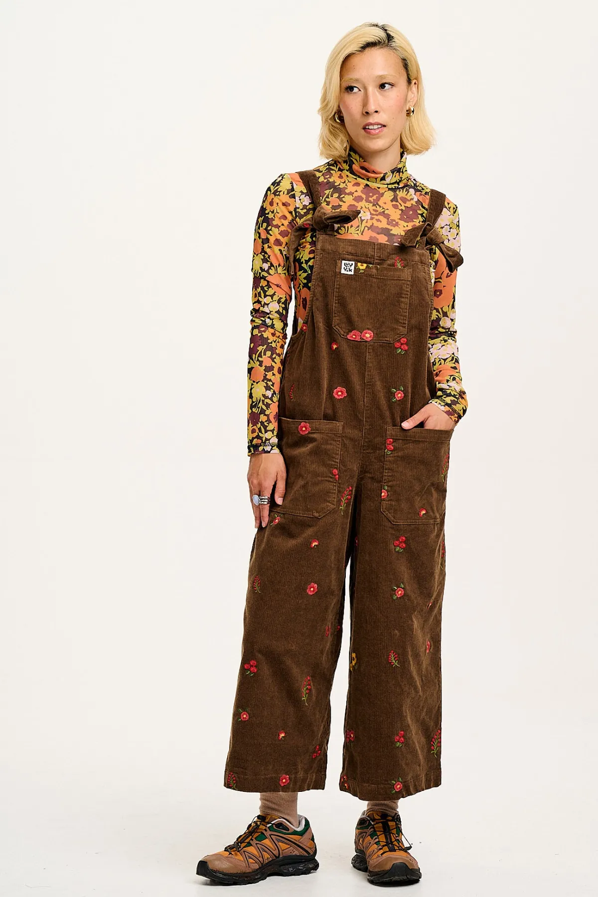 Fashion Jenny - Wide Leg Corduroy Dungarees with Cocoa Bella Embroidery All Dungarees|Jenny - Wide Leg
