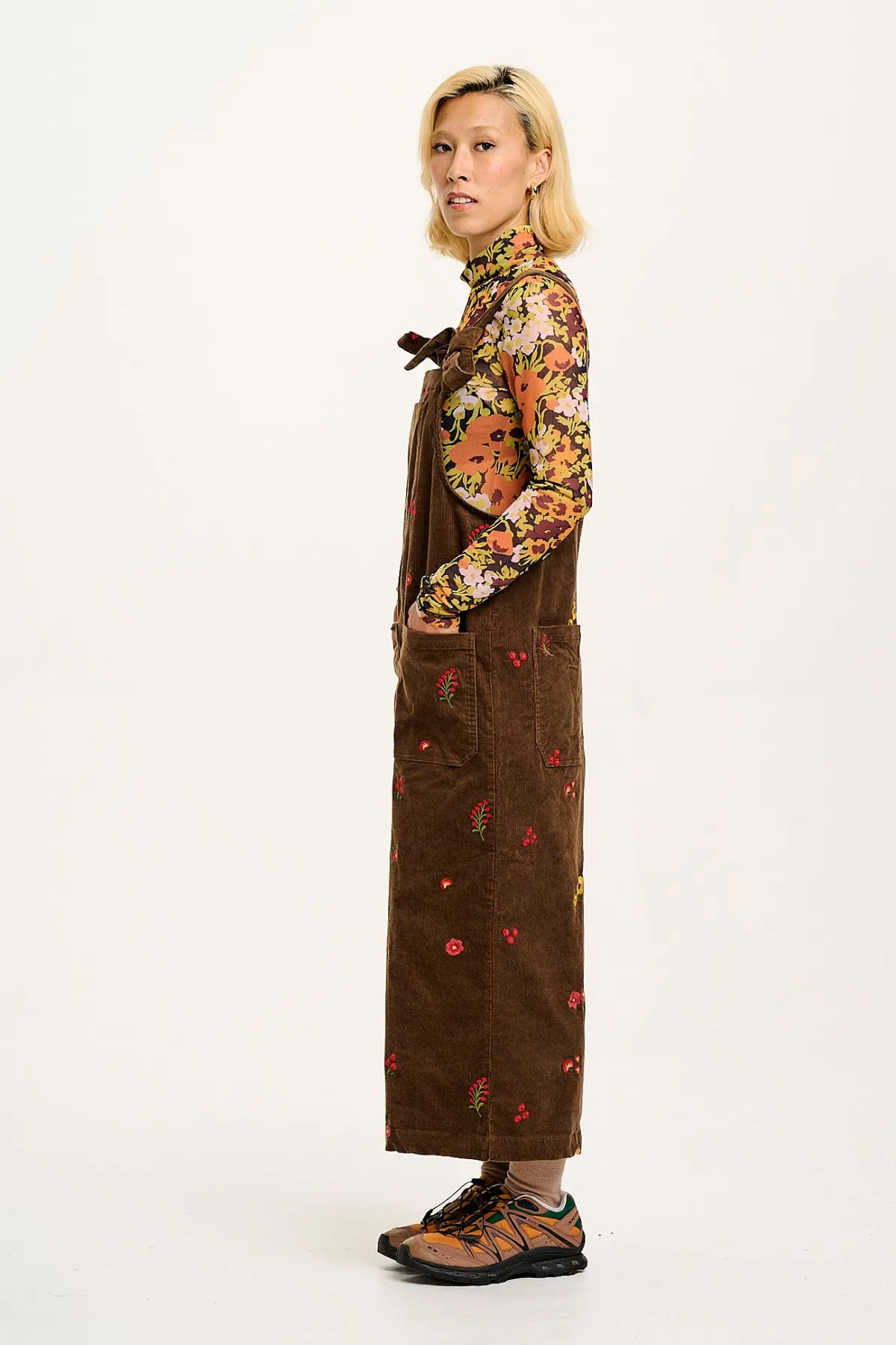 Fashion Jenny - Wide Leg Corduroy Dungarees with Cocoa Bella Embroidery All Dungarees|Jenny - Wide Leg