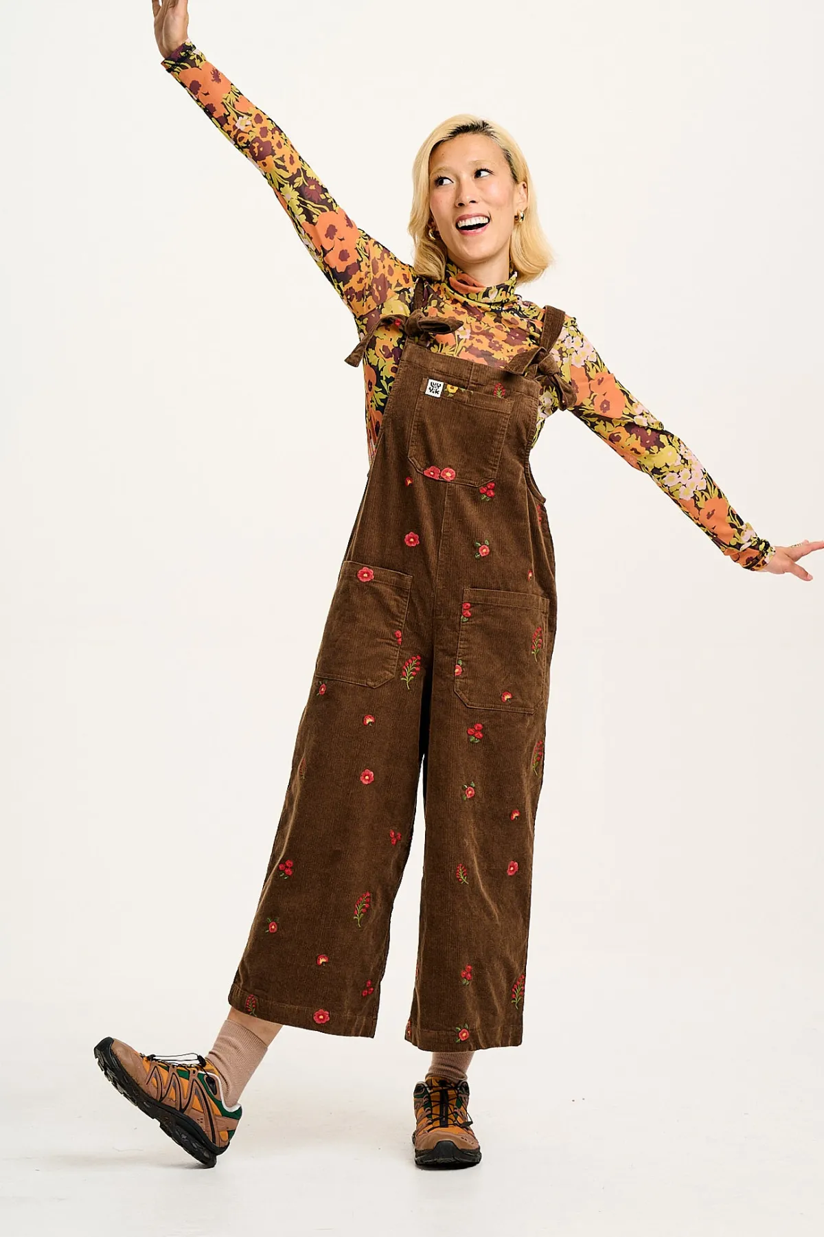 Fashion Jenny - Wide Leg Corduroy Dungarees with Cocoa Bella Embroidery All Dungarees|Jenny - Wide Leg