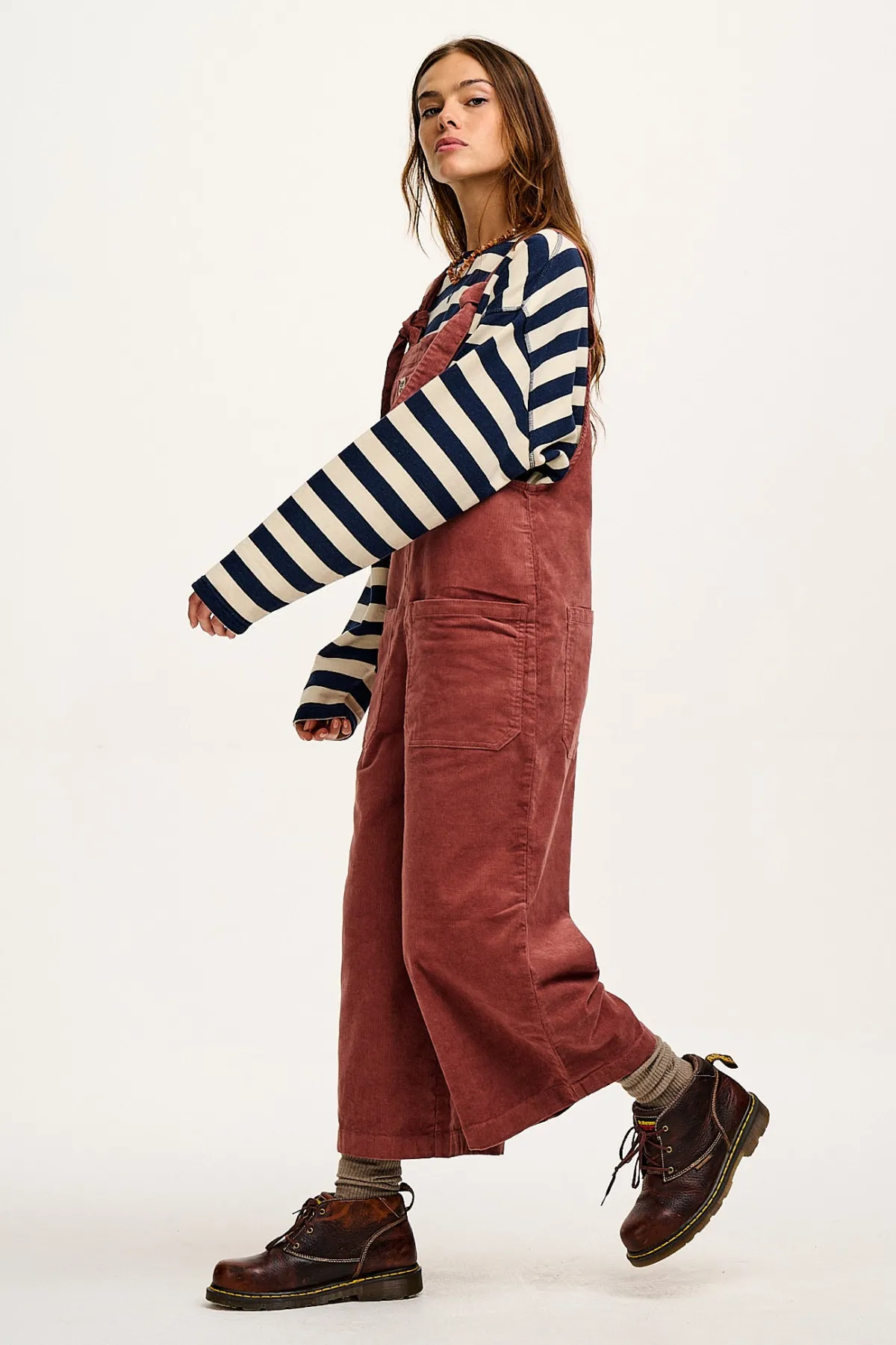 Sale Jenny - Wide Leg Corduroy Dungarees Ash Pink All Dungarees|Jenny - Wide Leg