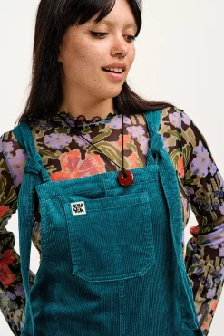Online Jenny - Wide Leg Corduroy Dungarees in Teal All Dungarees|Jenny - Wide Leg