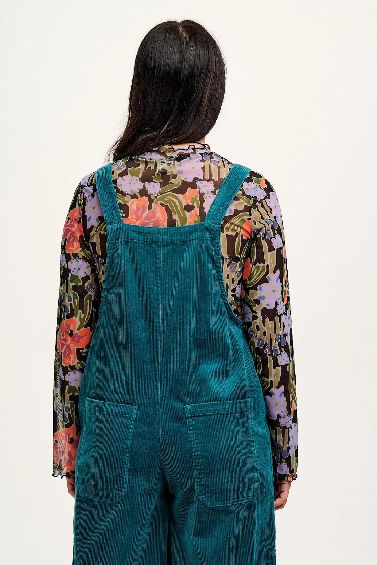 Online Jenny - Wide Leg Corduroy Dungarees in Teal All Dungarees|Jenny - Wide Leg