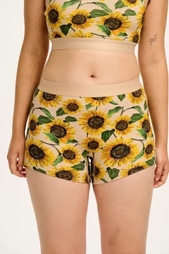 Sale Joey - Cotton & Bamboo Boxer Shorts in Cream Sunflower Print All Bottoms|All Underwear