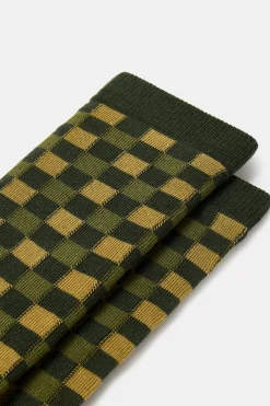 Hot JoJo - Cotton Socks in Green Gingham All Accessories|Socks