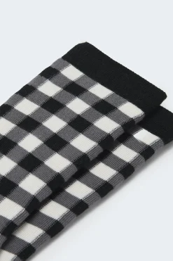 Fashion JoJo - Cotton Socks in Monochrome Gingham Print All Accessories|Socks