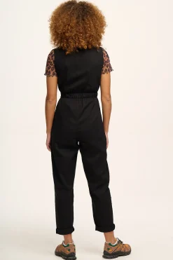 Best Juni - V-Neck Cotton Jumpsuit in Black All Jumpsuits