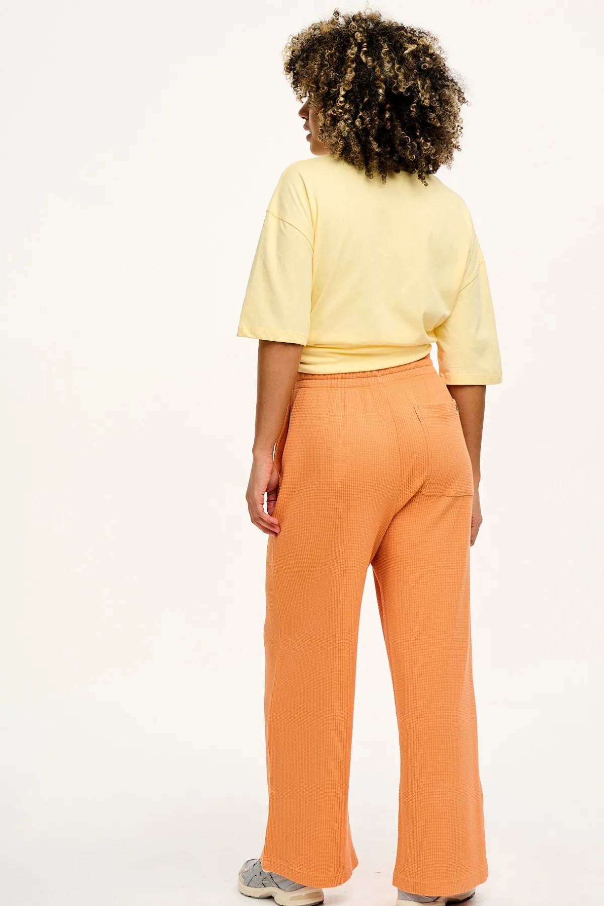 Fashion Larson - Wide Leg Waffle Cotton Joggers in Sunset Orange All Bottoms|Joggers