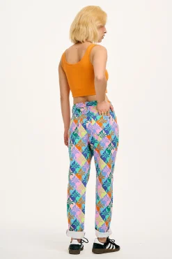 Fashion L.E. Dana - Mom Twill Jeans in Artist Print by Tara Khorzad All Bottoms