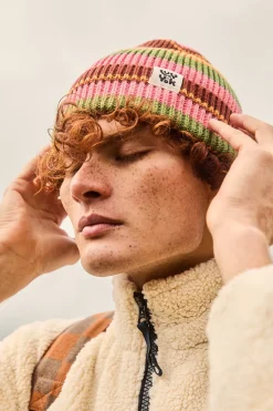 Fashion Luca - Cotton Beanie in Orange Stripe All Accessories|Hats & Hair