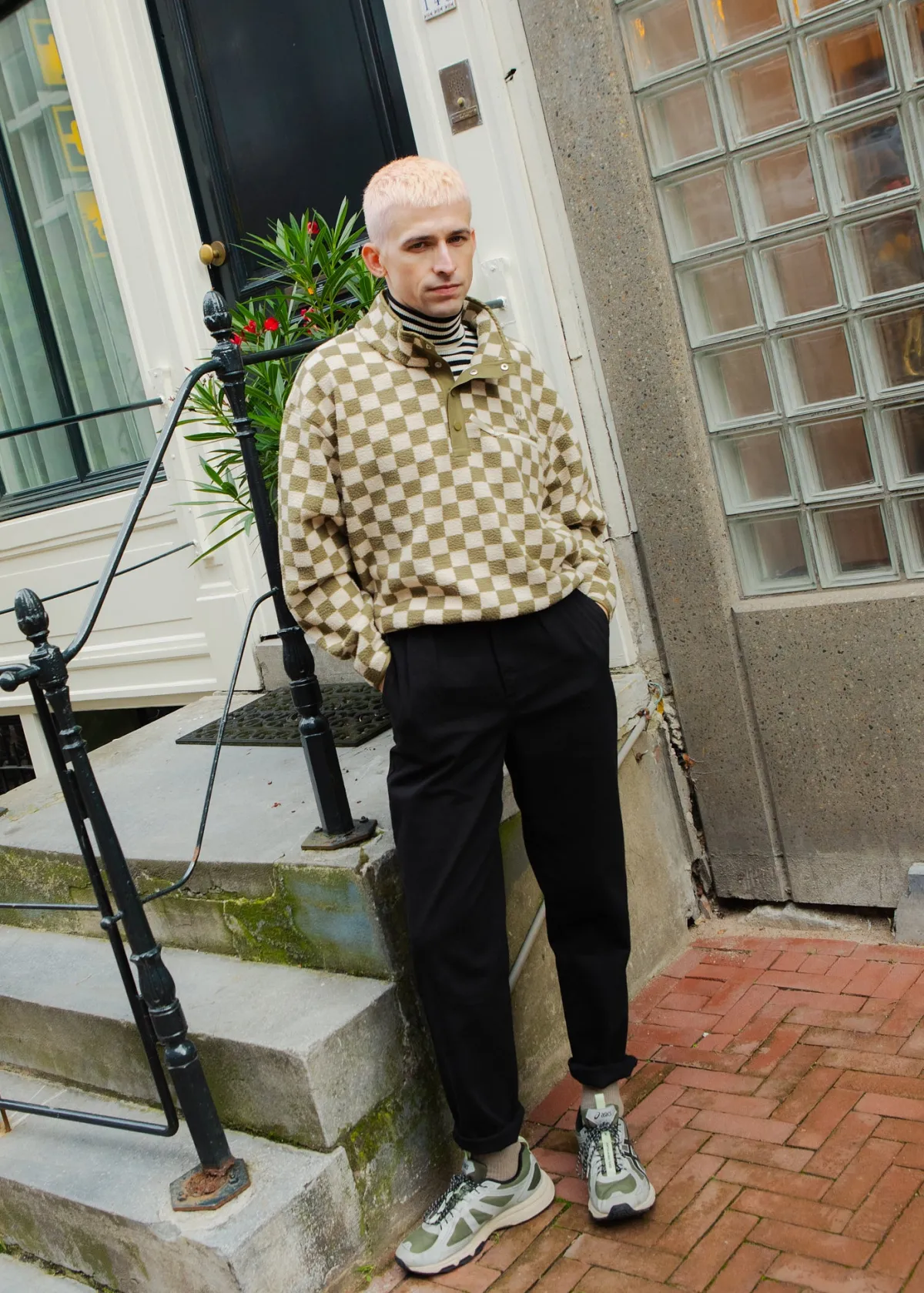Best Maddison - Fleece in Pistachio & Cream Checkerboard Print All Outerwear & Knitwear