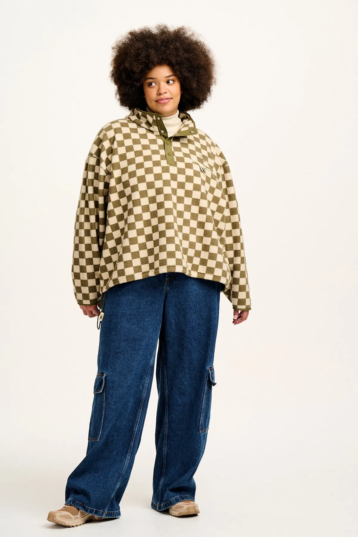 Best Maddison - Fleece in Pistachio & Cream Checkerboard Print All Outerwear & Knitwear
