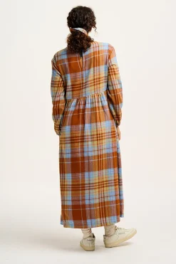 Online Maeve - Midi Dress in Brown & Blue Alastair Tartan Print All Dresses & Skirts