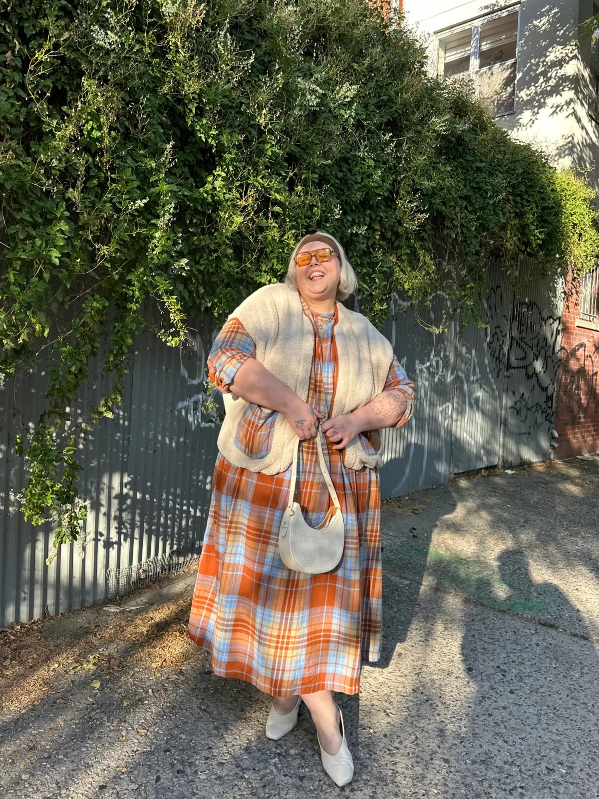 Online Maeve - Midi Dress in Brown & Blue Alastair Tartan Print All Dresses & Skirts