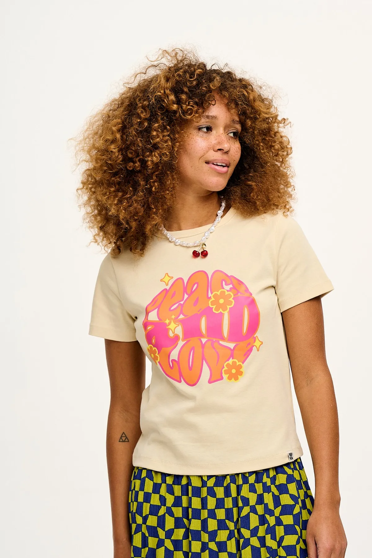 Sale Maya - Cotton Tee in Peace and Love Print All Tops & Tees|Short Sleeve Tops