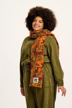 Outlet Ola - Polar Fleece Scarf in Orange Cass Floral Print All Accessories|Scarves