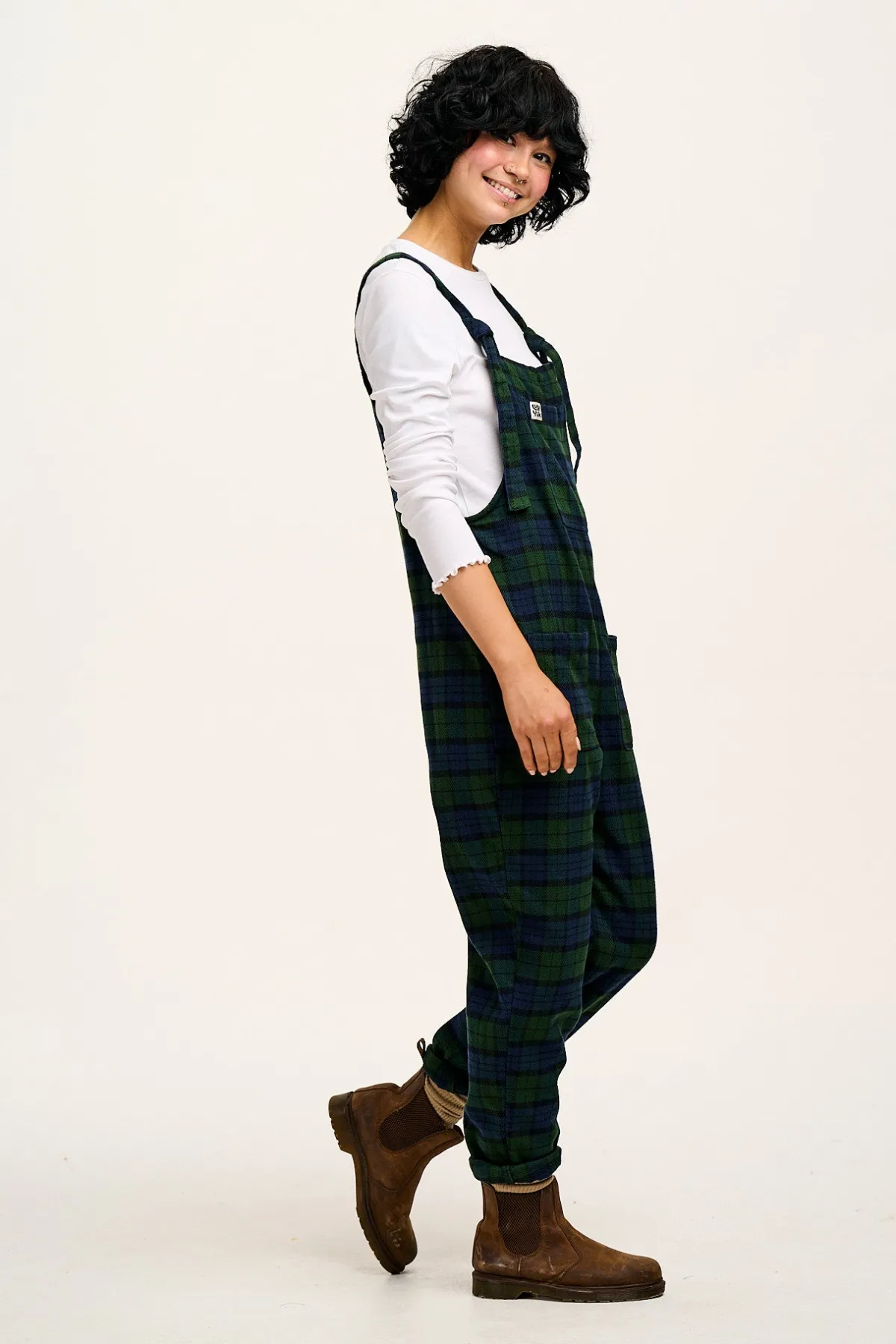 Sale Original - Brushed Cotton Dungarees in Blue & Green Wilderness Tartan All Dungarees|The Original - Tapered