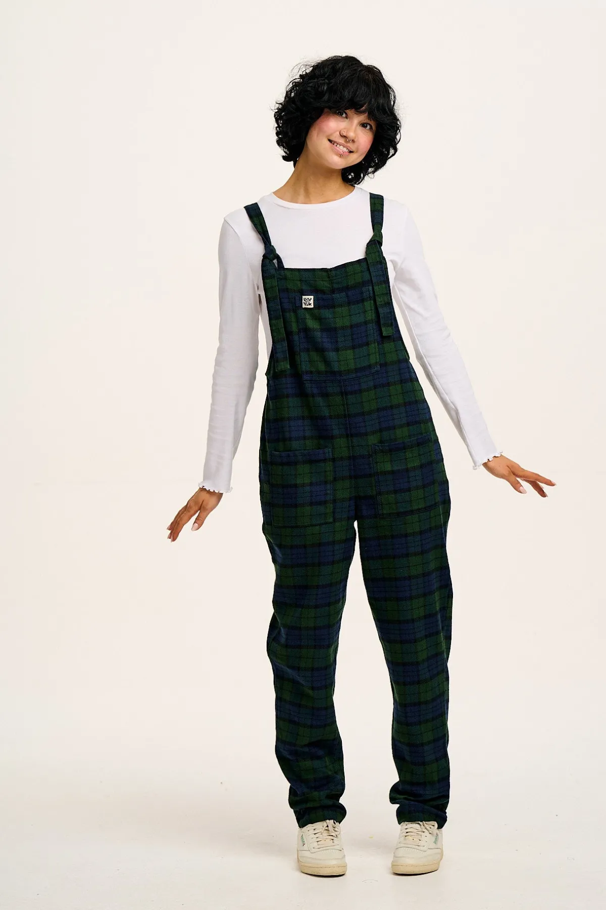 Sale Original - Brushed Cotton Dungarees in Blue & Green Wilderness Tartan All Dungarees|The Original - Tapered