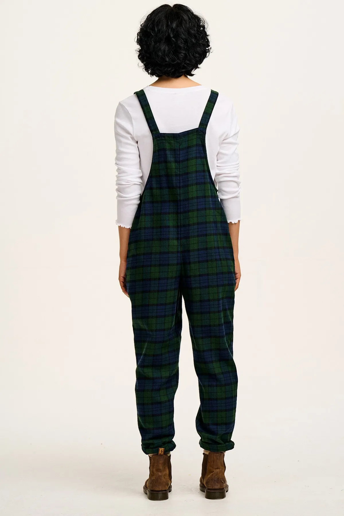 Sale Original - Brushed Cotton Dungarees in Blue & Green Wilderness Tartan All Dungarees|The Original - Tapered