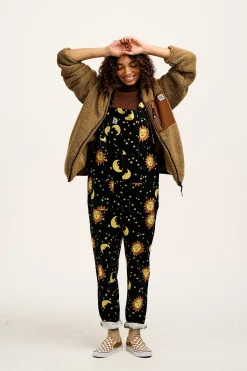 Outlet Original - Corduroy Dungarees in Black Orion Print All Dungarees|Tall Range