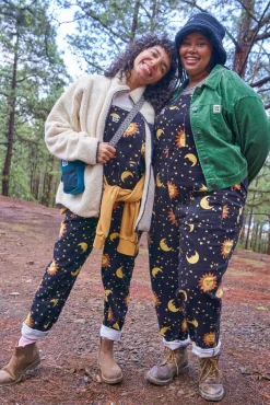 Outlet Original - Corduroy Dungarees in Black Orion Print All Dungarees|Tall Range