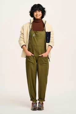 Hot Original - Cotton Dungarees in Dark Olive All Dungarees|Workwear Dungarees