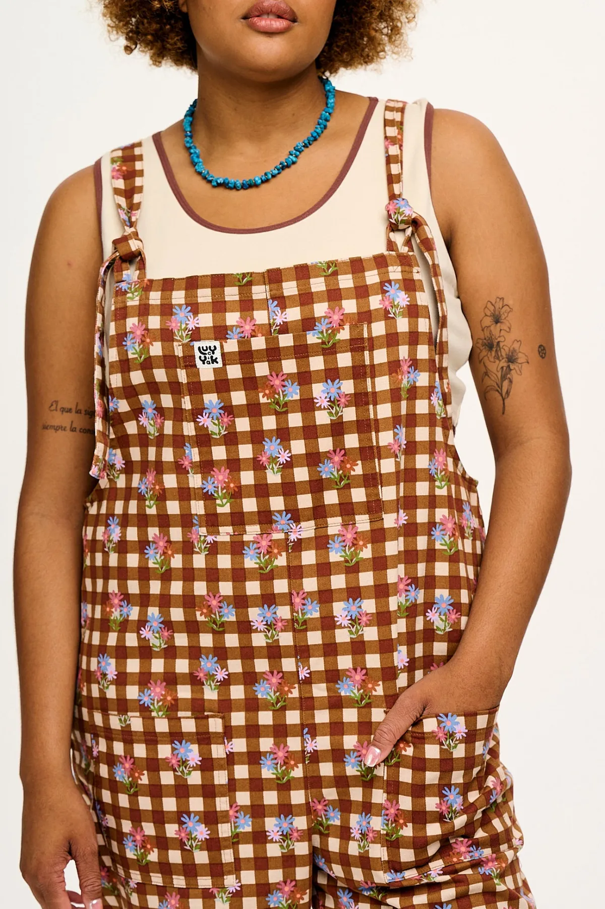 Best Original - Twill Dungaree in Meryl Check Print All Dungarees|The Original - Tapered