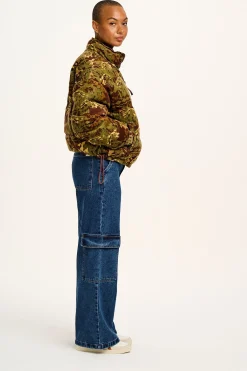 New Paloma - Corduroy Puffer Jacket in Green & Brown Nevis Print All Outerwear & Knitwear|Jackets