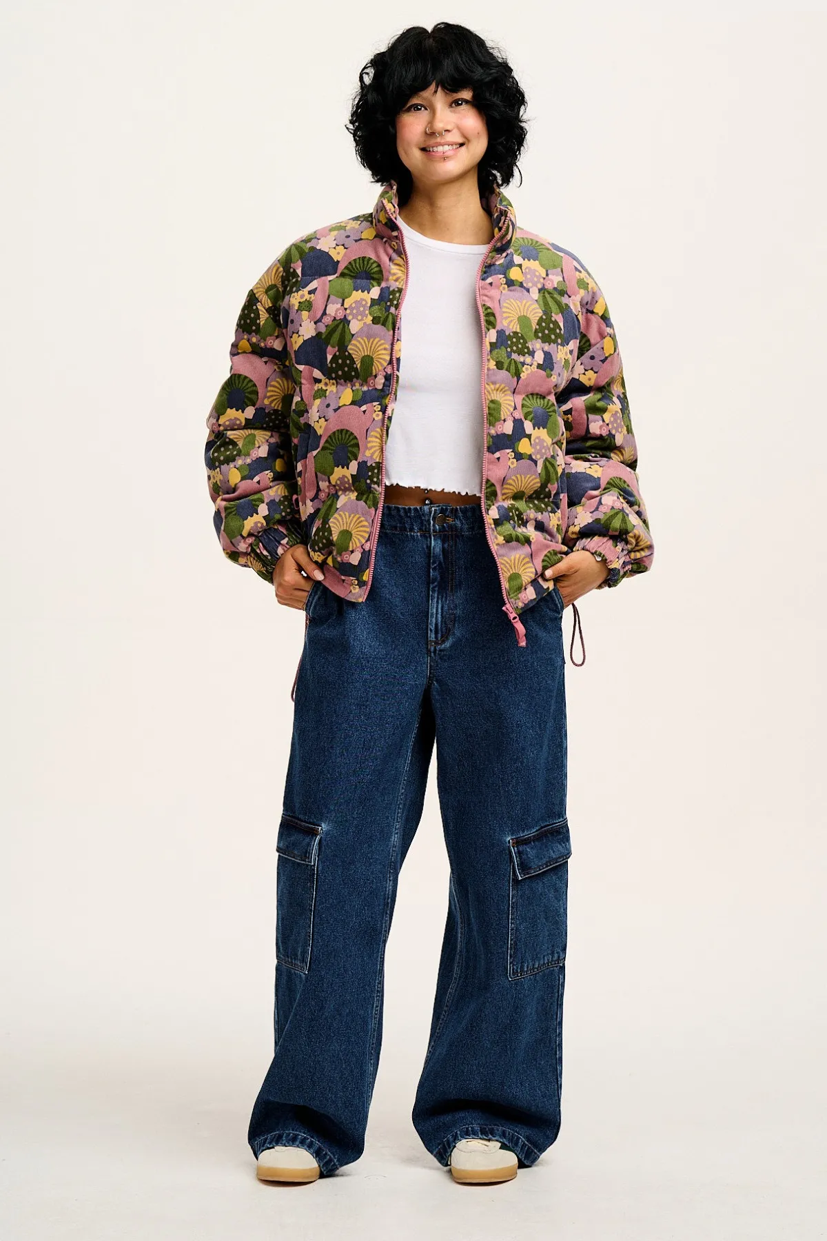 Hot Paloma - Corduroy Puffer Jacket in Portobella Mushroom Print All Outerwear & Knitwear|Jackets