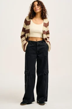 Hot Phoenix - Cargo Trousers in Black Denim All Bottoms|Jeans
