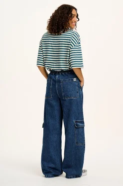 Best Phoenix - Cargo Trousers in Blue Denim All Bottoms|Jeans