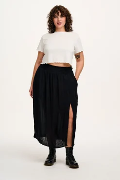 Hot Poppy - Elasticated Waist Skirt in Black All Bottoms|All Dresses & Skirts