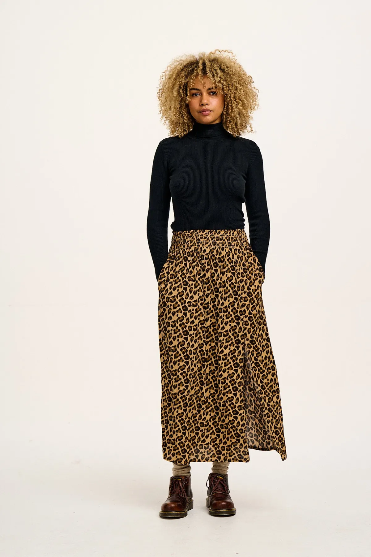 Fashion Poppy - Elasticated Waist Skirt in Leopard Print All Bottoms|All Dresses & Skirts