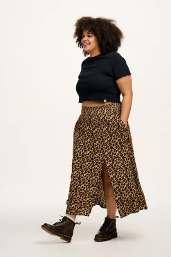 Fashion Poppy - Elasticated Waist Skirt in Leopard Print All Bottoms|All Dresses & Skirts